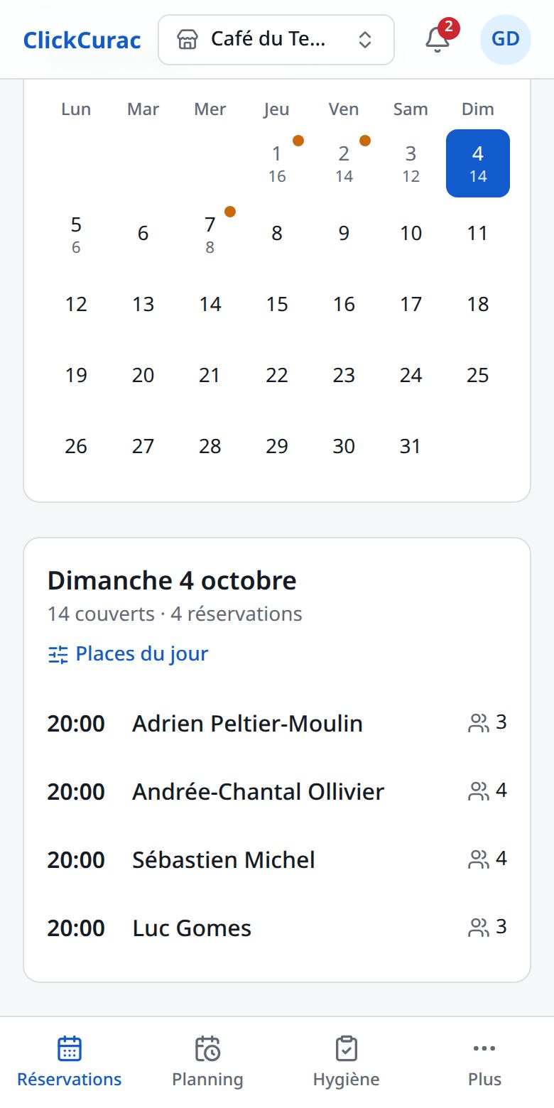 ClickCurac sur téléphone